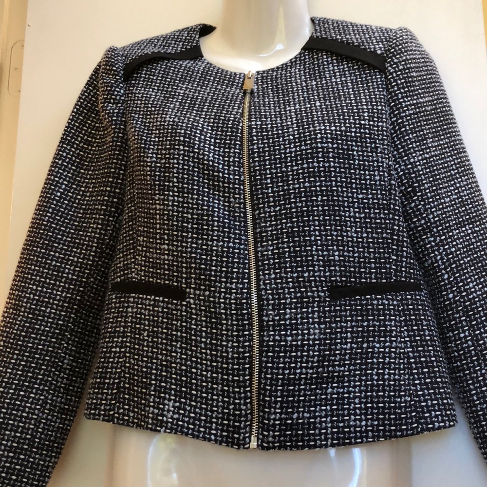 Vince Camuto tweed jacket zip front 6P